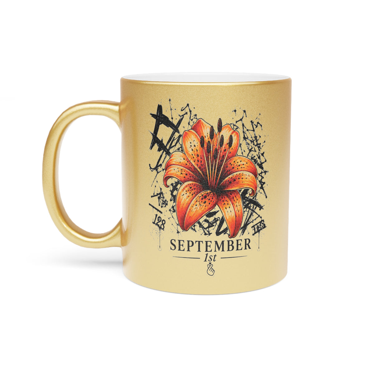 Metallic Mug "JK birth flowers" |Gold or Silver