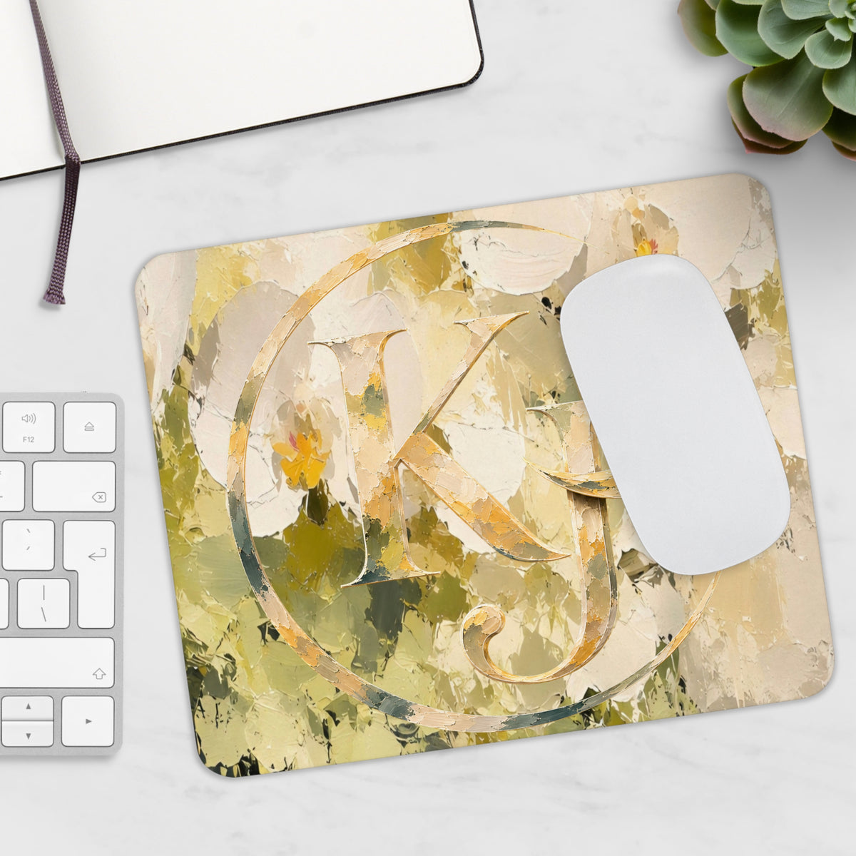 Floral Monogram Mouse Pad —