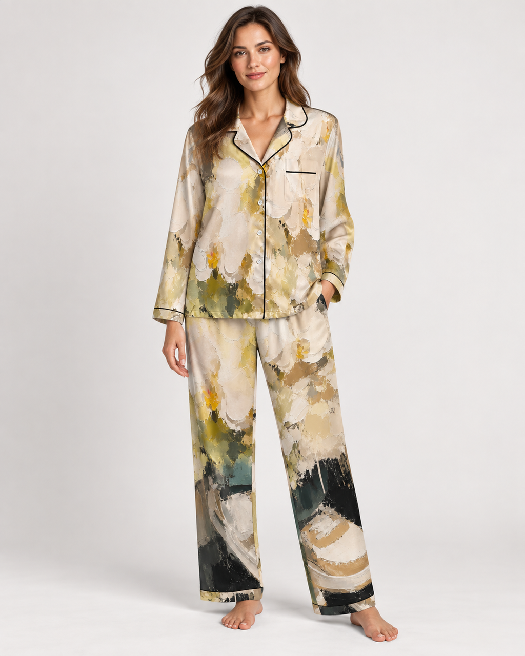 "Flowers in Sneakers" women's satin pajamas